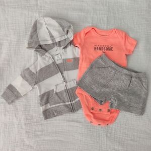 3 for $20 - Baby boy 3 months "Handsome" outfit